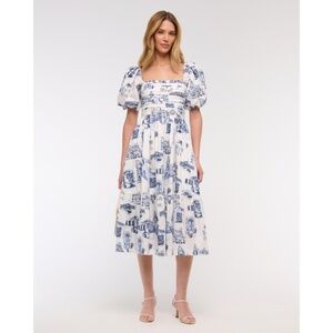 ABERCROMBIE & FITCH The Emerson Poplin Puff Sleeve Midi Dress - Size SP, NWT